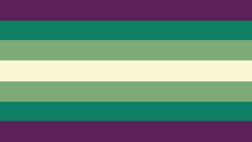 GreyroAce A rectangular with 7 equal horizontal stripes. From top to bottom, the colours go: purple, green, light green, pale yellow, light green, green, and purple.